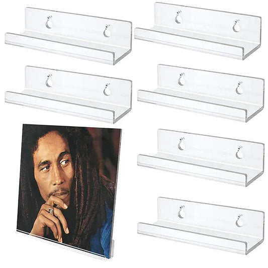Acrylic Album Wall Ledge 2 Pack - Clear Record Display Shelves for Vinyl, CDs and Art Books, Everstock