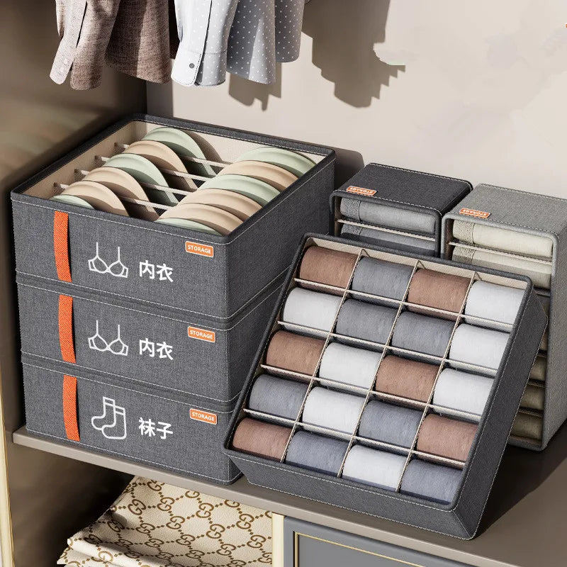 Bra and Sock Drawer Organizer - Foldable Polyester Storage Box for Underwear, Ties & Scarves, Wardrobe, Everstock