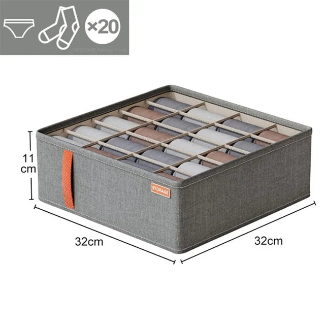 Underwear Drawer Organizer - Polyester Grid Storage Box for Bras, Socks, Scarves & Ties, Closet Drawers, Everstock