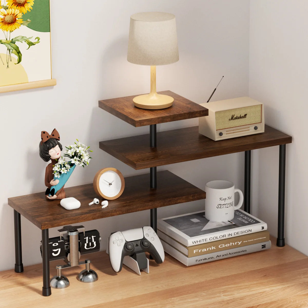 3-Tier Corner Shelf Organizer - Moveable Countertop Rack for Kitchen Spices, Coffee Station & Bathroom, Everstock