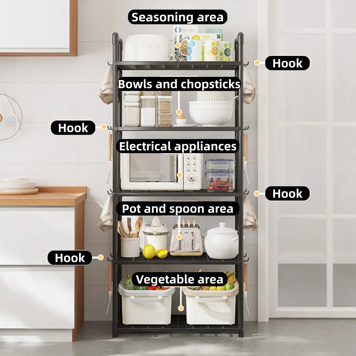 Multi-Tier Kitchen Storage Rack - Freestanding Floor Organizer Shelf for Pantry, Utility & Small Spaces, Everstock