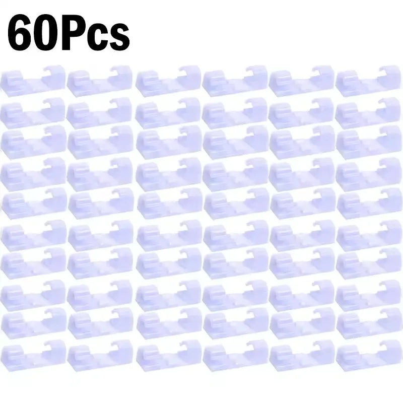 Self-Adhesive Cable Clips - ABS Cord Holders in 20-Piece and 16-Piece Sets for Desk, Home and Car, Everstock