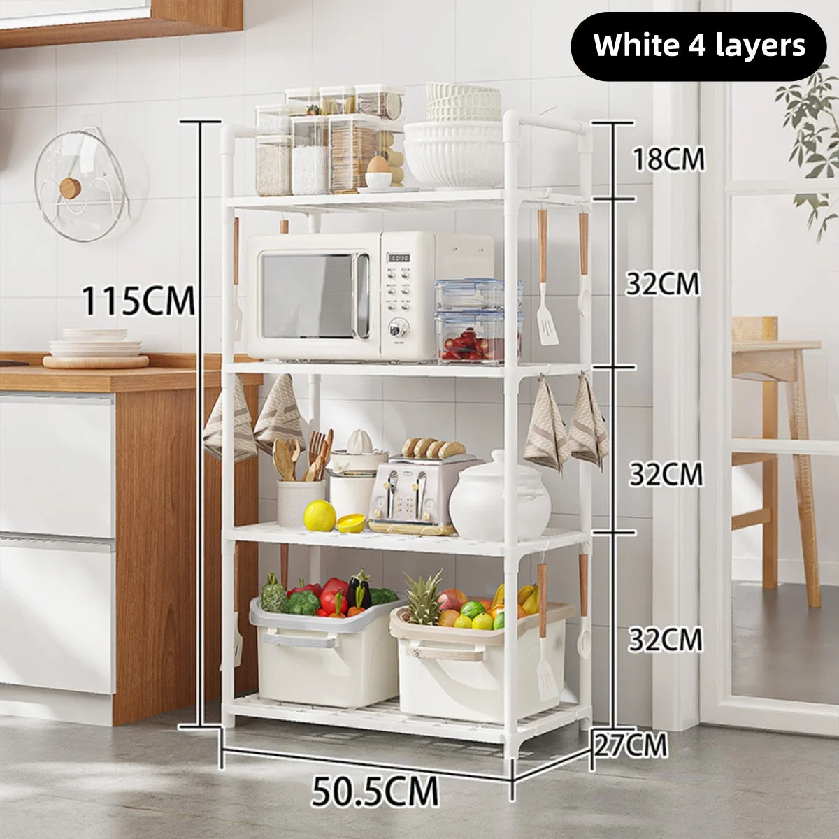 Multi-Tier Kitchen Storage Rack - Freestanding Floor Organizer Shelf for Pantry, Utility & Small Spaces, Everstock