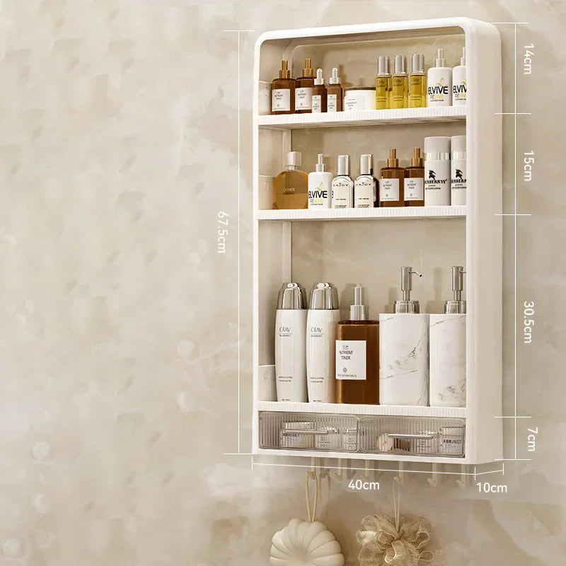 Non-Perforated Wall Mounted Rack - Skincare Product Storage Organizer for Washbasin Table, Everstock