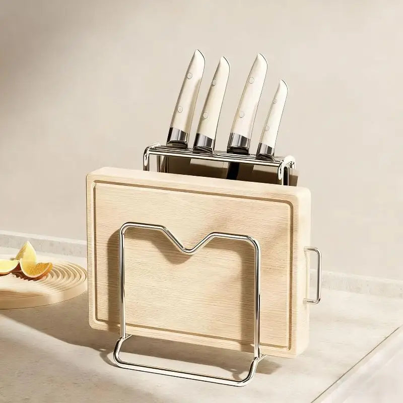 Knife Block Organizer - Countertop Rack with Cutting Board Slot and Utensil Storage, Kitchen, Everstock