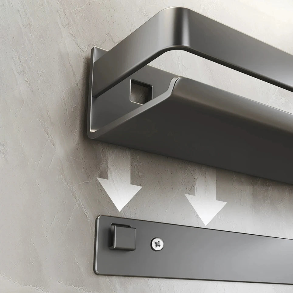 Gray Aluminum Wall-Mounted Shelf - Adjustable 30-50cm Shower Storage Rack for Bathroom, Everstock