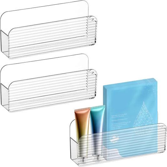 Adhesive Cabinet Door Organizer - Clear Slim Wall Mounted Storage Tray for Bathroom & Medicine Cabinets, Everstock