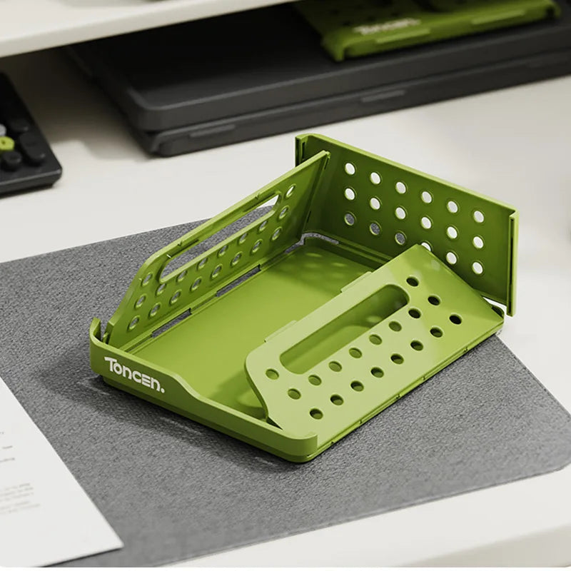3-Tier Desk Organizer - Stackable Plastic Storage Box with 2 Large and 2 Small Compartments for Office Desktops, Everstock