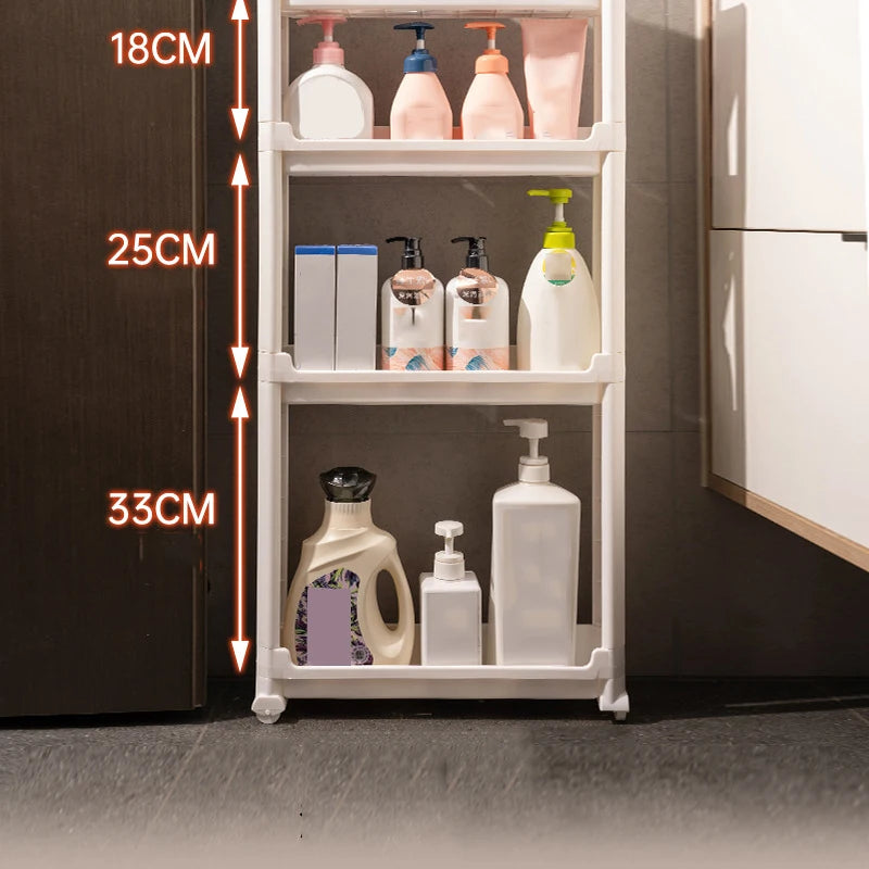 Behind-the-Door Storage Cabinet - Multi-Layer Narrow Rolling Trolley Rack for Bathroom & Kitchen, Everstock
