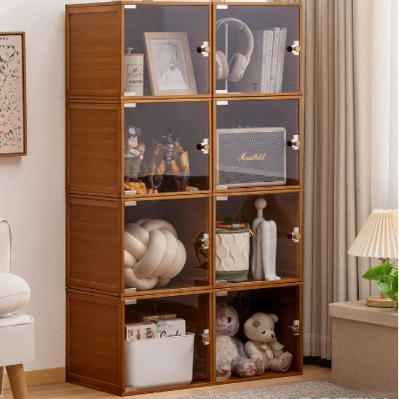 Stackable Storage Cabinet - Bamboo Modular Bedside Organizer with Water-Resistant Finish for Bedroom, Everstock