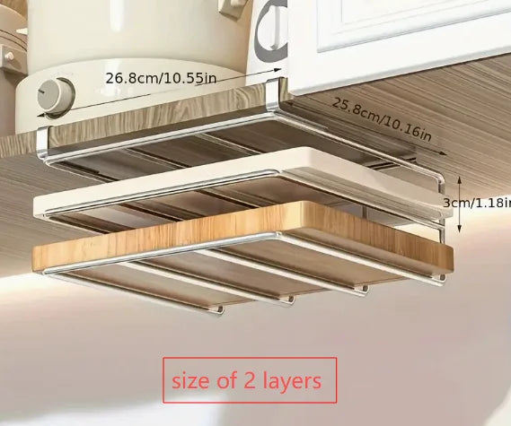 Under-Cabinet Storage Rack - Steel Hanging Organizer for Paper Towel Rolls, Boards & Pot Lids, Kitchen, Everstock