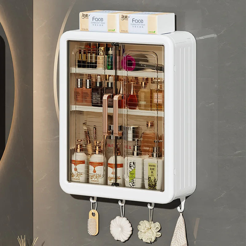 Wall-Mounted Storage Cabinet - No-Drill Hanging Rack with Magnetic Cabinet Door for Bathroom, Everstock