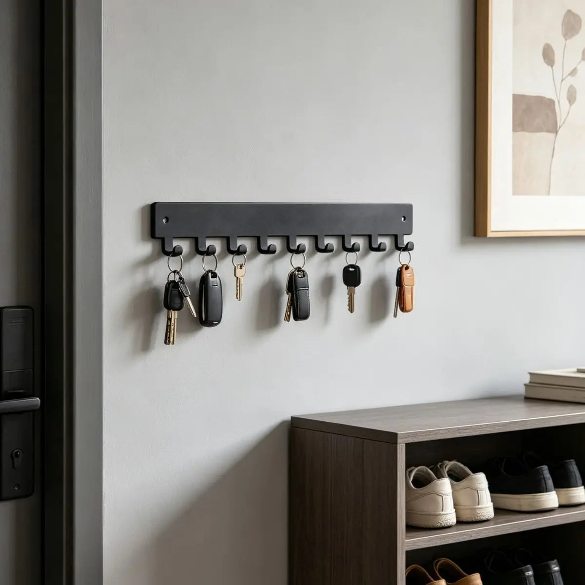 Entryway Wall Key Rack - Stainless Steel Wall-Mounted Holder for Keys, Bags and Dog Leashes, Everstock
