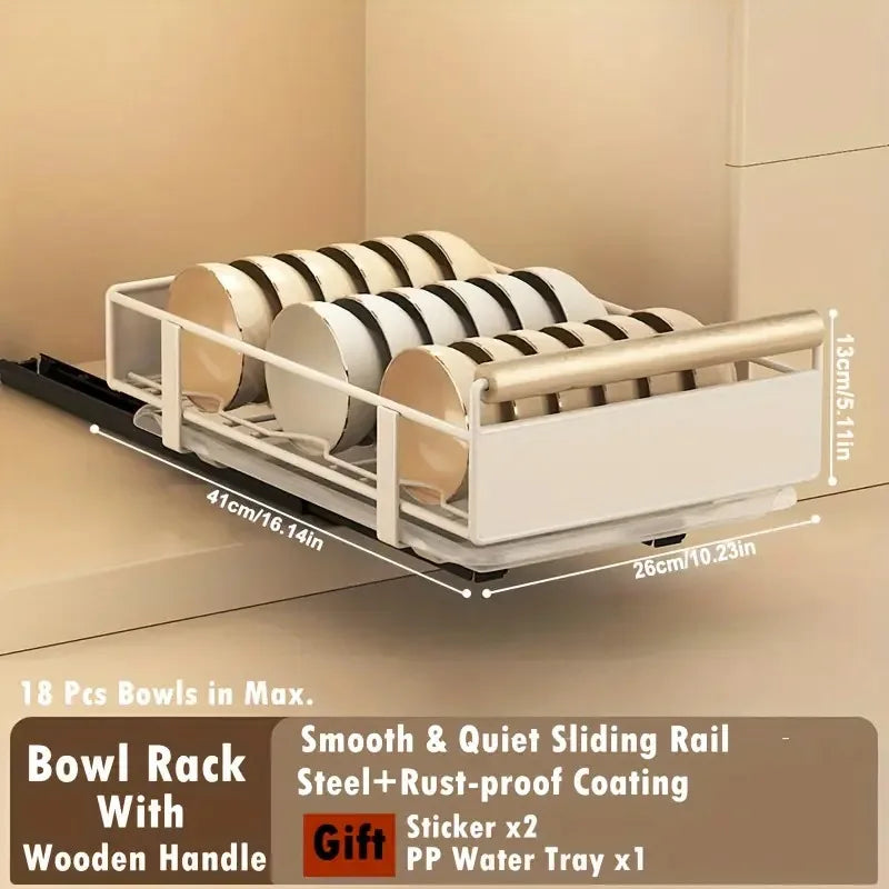 Pull-Out Cabinet Drawer Organizer - Carbon Steel Sliding Rack for Plates, Bowls & Spices, Kitchen Storage, Everstock