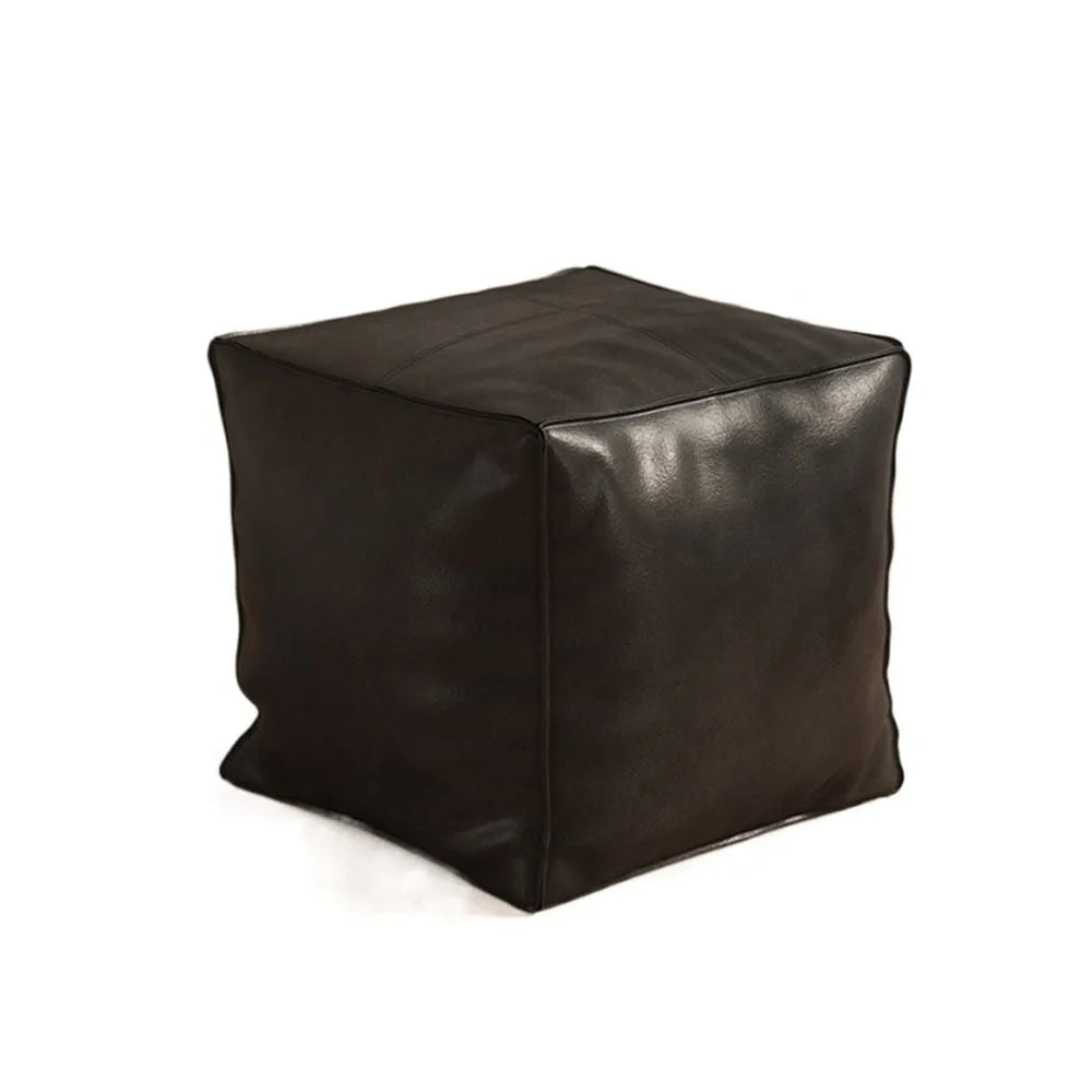 Storage Ottoman Pouf, Unfilled - Waterproof PU Leather Floor Stool Cover, 40 x 40cm, in 6 Colours, Everstock