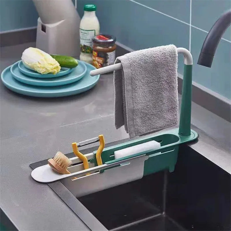 Expandable Sink Organizer Rack - Telescopic Shelf for Soap, Sponges & Towels Over the Faucet, Kitchen, Everstock