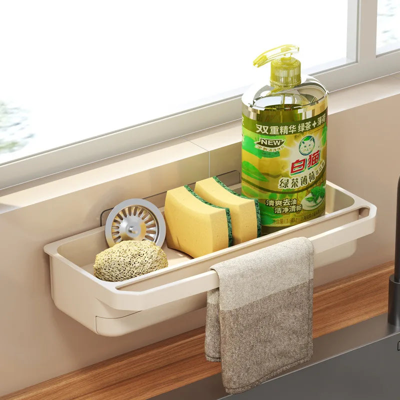 Sink Sponge Holder Organizer - Self-Draining Rack for Dishcloths, Soap & Scrub Brushes, Kitchen Sink Storage, Everstock