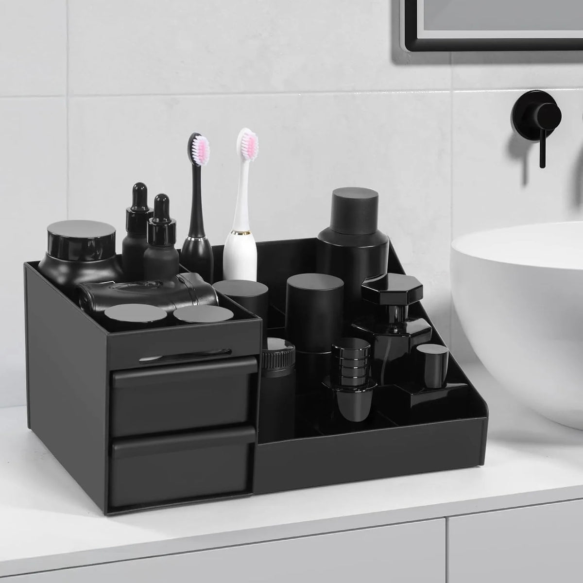 Countertop Organizer with Drawers - Cosmetic Storage Box for Skincare & Toiletries, Everstock