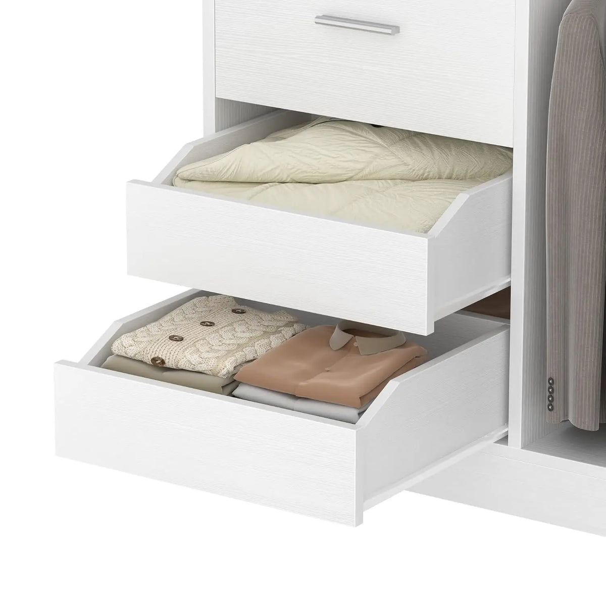 Freestanding Wardrobe Cabinet - 36-Inch Modular Closet Organizer with 3 Drawers, 6 Shelves and Display Niches, Everstock
