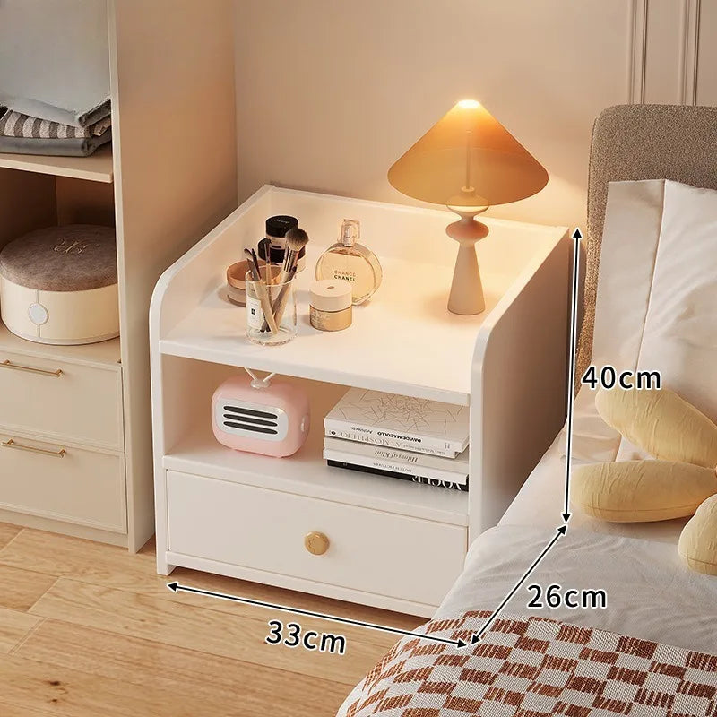 Bedside Storage Cabinet - Wooden Nightstand with Enclosed Compartment for Small and Rental Bedrooms, Everstock