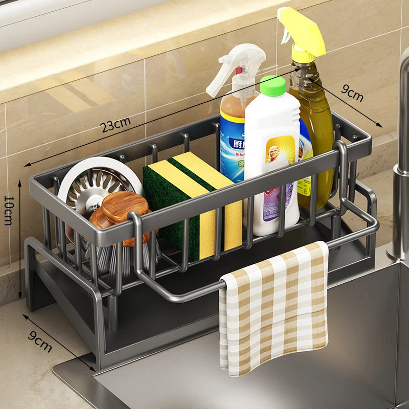 Sink Faucet Shelf Organizer - No-Drill ABS Rack with Drainage for Spices, Sponges & Kitchen Tools, Everstock