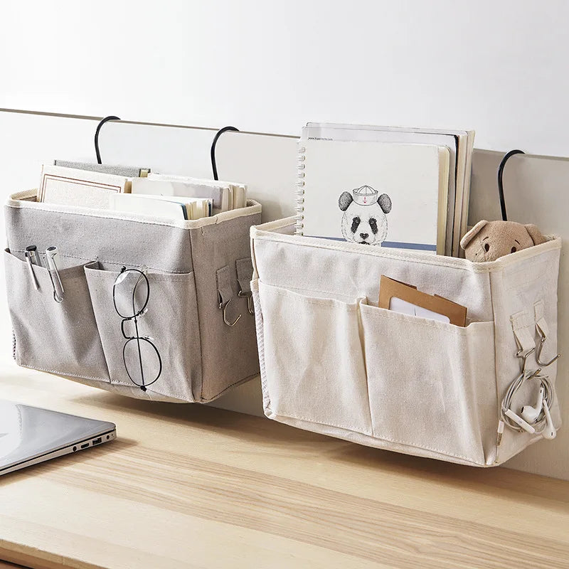 Baby Bedside Storage Caddy - Linen and Polyester Hanging Basket for Nursery Cot Essentials, Everstock