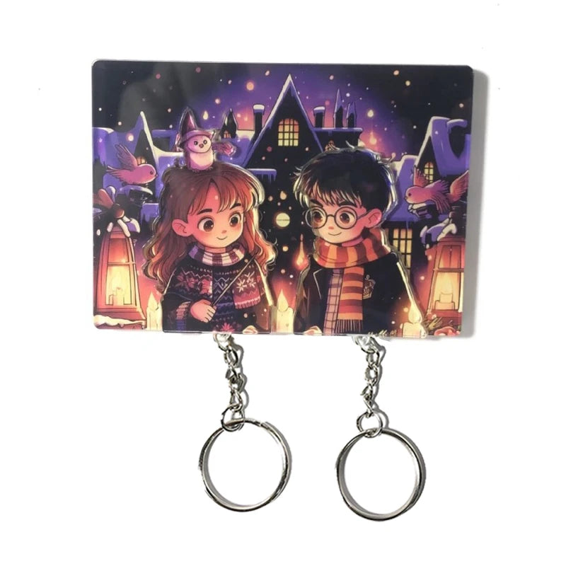 Couple Keychain Wall Hanger - Self-Adhesive Acrylic Key Holder with 2 Hooks for Doors and Shared Keys, Everstock