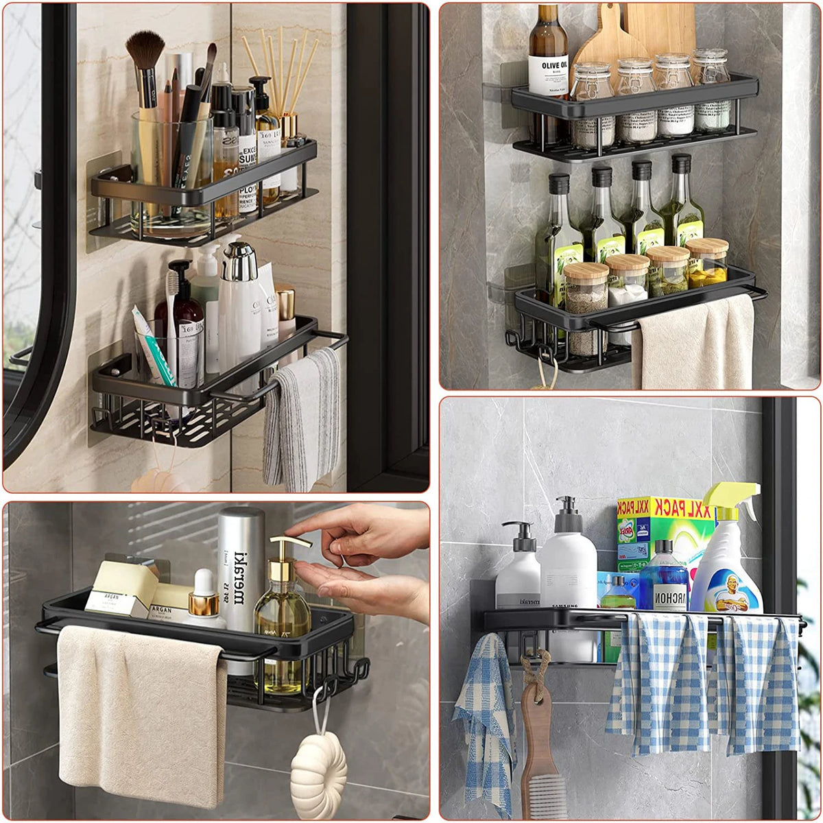 Tripod Towel Rack Shelf - No-Drill Shower Shampoo Storage Organizer, Everstock