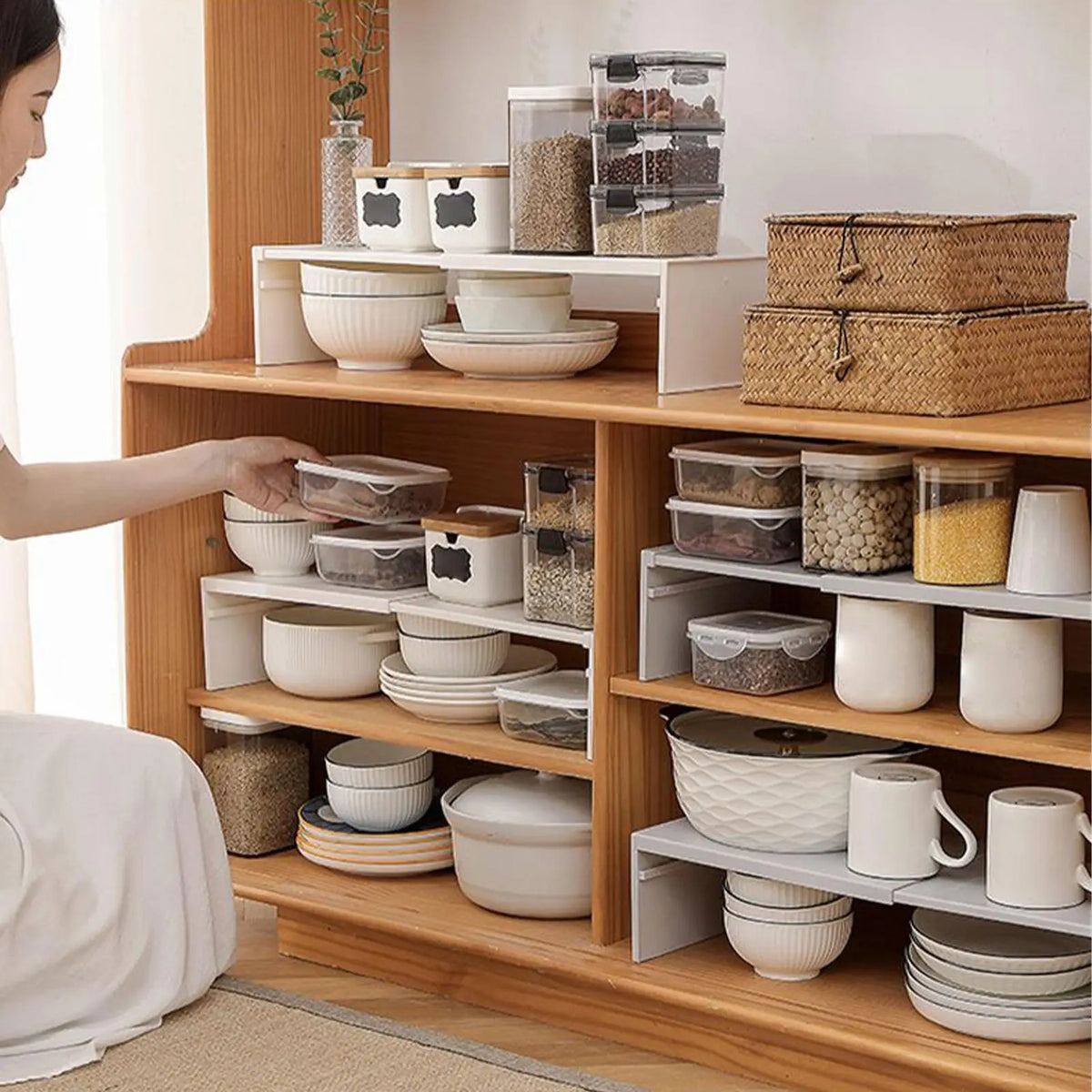 Expandable Cabinet Shelf Organizer - Stackable Riser Adjusting 30-53 cm for Kitchen Cabinets & Under-Sink, Everstock