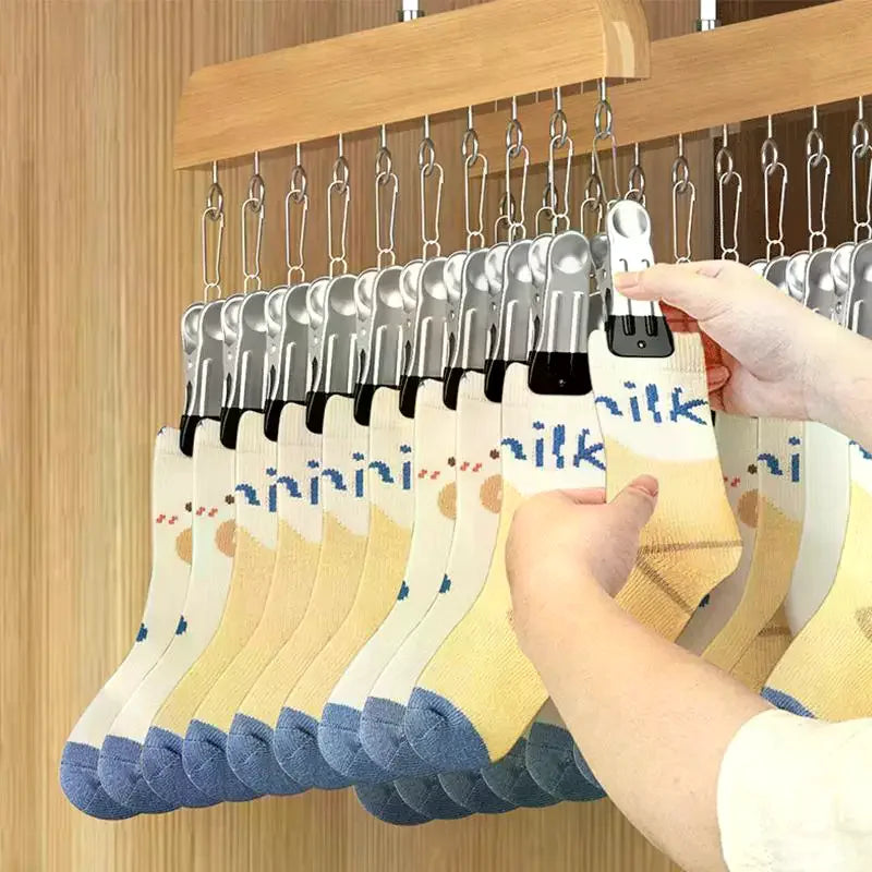Hanging Closet Organizer with 10 Clips - Metal Frame Pants Hanger with 360-Degree Rotating Hook for Scarves and Jeans, Everstock