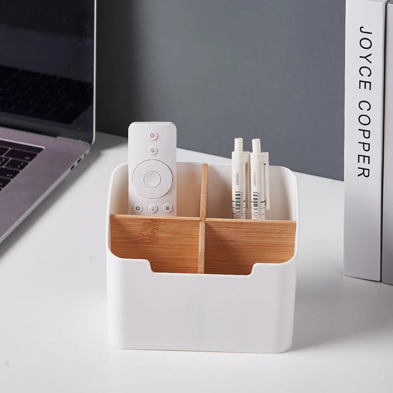 Bamboo Desktop Storage Box - Remote Control & Stationery Organizer for Home & Office, Everstock
