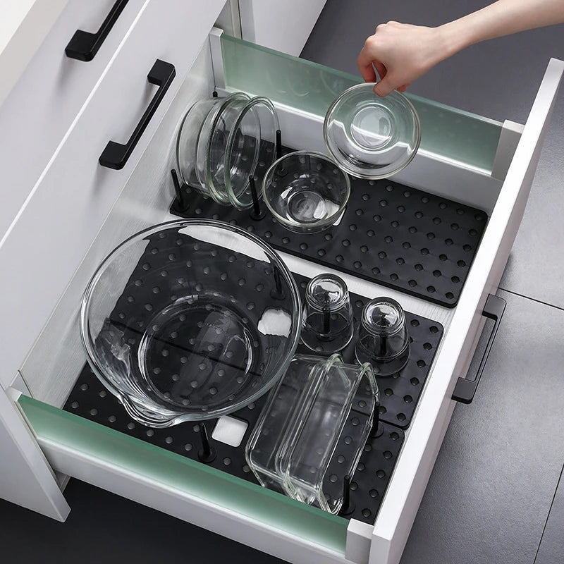Telescopic Dish Drying Rack - Adjustable Plate & Bowl Drainer with Lid Stand for Sink and Counter, Everstock