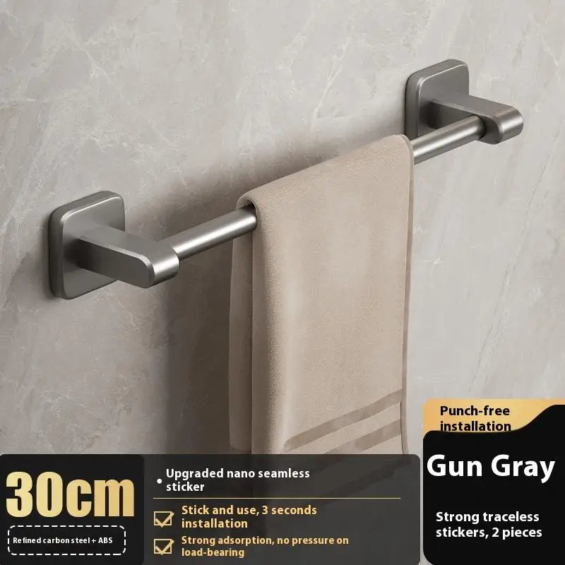 Two-Tier Towel Rack - Wall-Mounted Punch-Free Storage Shelf & Holder Bar for Bathroom, Everstock