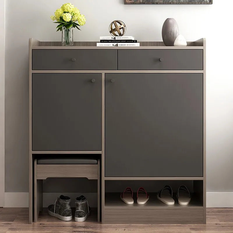 Wooden Shoe Rack Cabinet - Multi-Shelf Storage for Living Room & Entryway Organization, Everstock