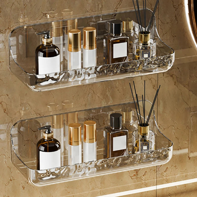 Acrylic No-Drill Shower Shelf - Wall Mounted Cosmetics Storage Rack for Washstand, Everstock