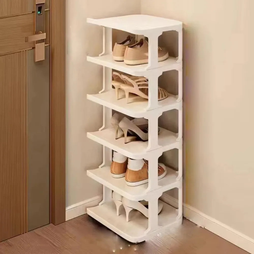 Removable Vertical Shoe Rack - Stackable 2 to 8 Layer Plastic Shoe Organizer with Open Shelves, Everstock