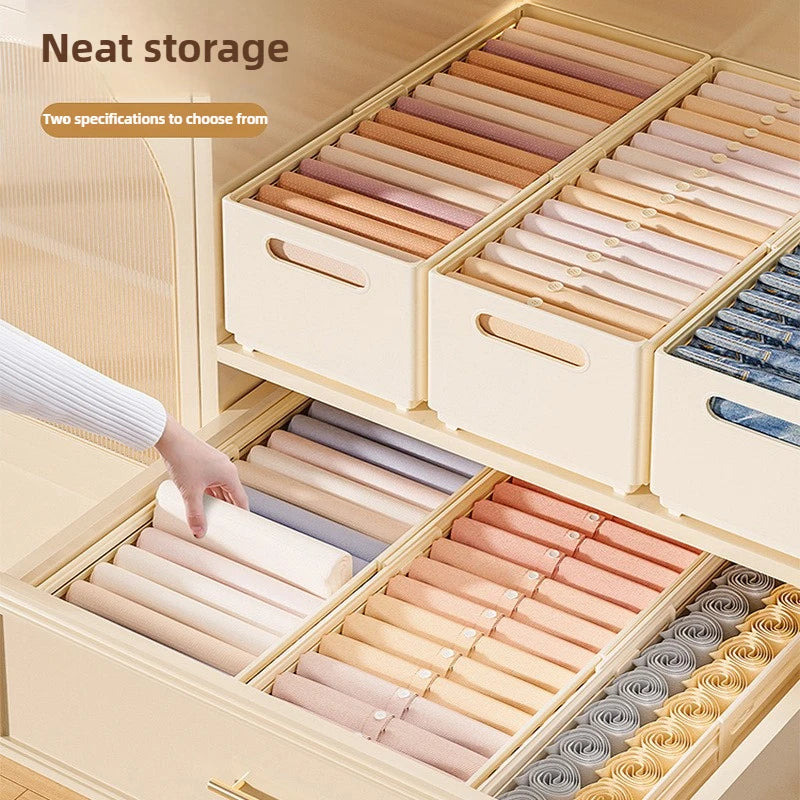 Stackable Clothing Storage Bin - Plastic Divided Organizer Box for Folded Clothes in Wardrobe, Drawer or Cabinet, Everstock