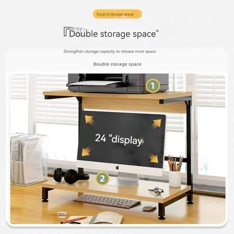 Desk Bookshelf Organizer - Wooden Desktop Shelf for Books, Laptop, Printer and Monitor, Everstock