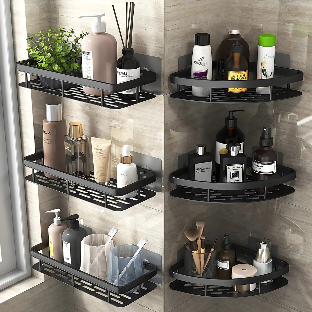 Tripod Towel Rack Shelf - No-Drill Shower Shampoo Storage Organizer, Everstock