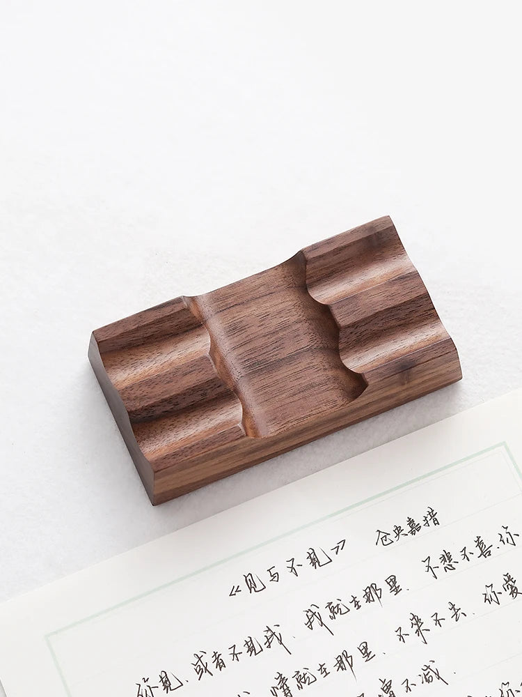 Walnut Wood Pen Holder - Fountain Pen and Dip Pen Rest Stand with Natural Grain for Office Desk, Everstock