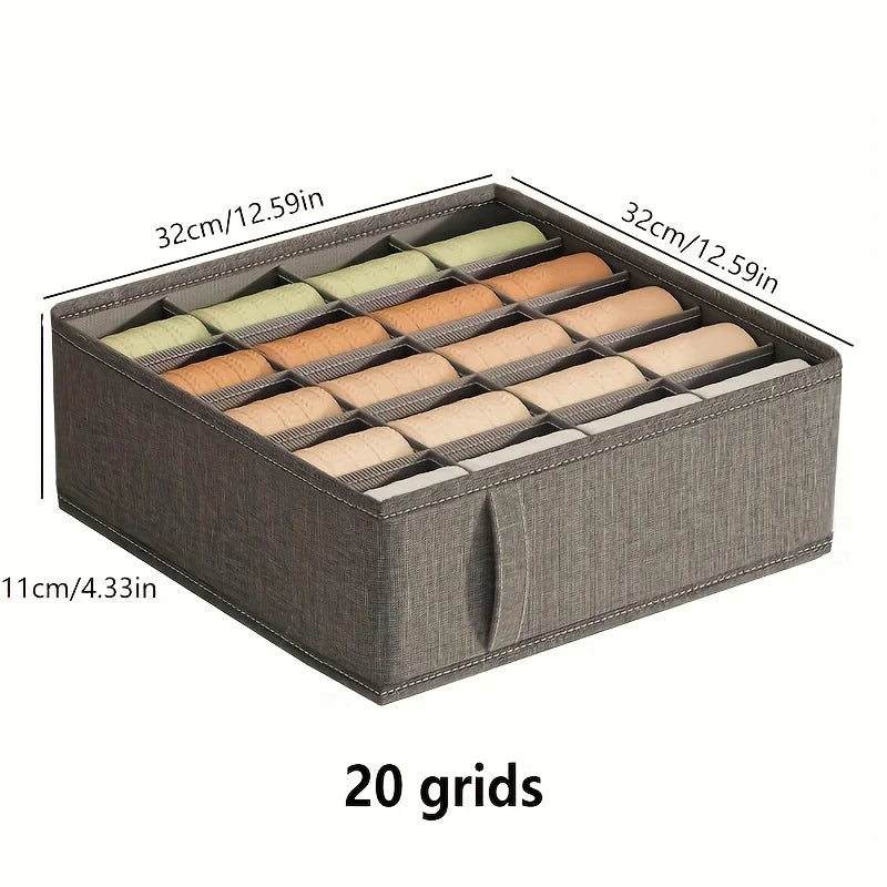 Underwear Drawer Organizer - Foldable Cloth Storage Box for Socks, Bras, Belts & Ties, Bedroom Wardrobe, Everstock