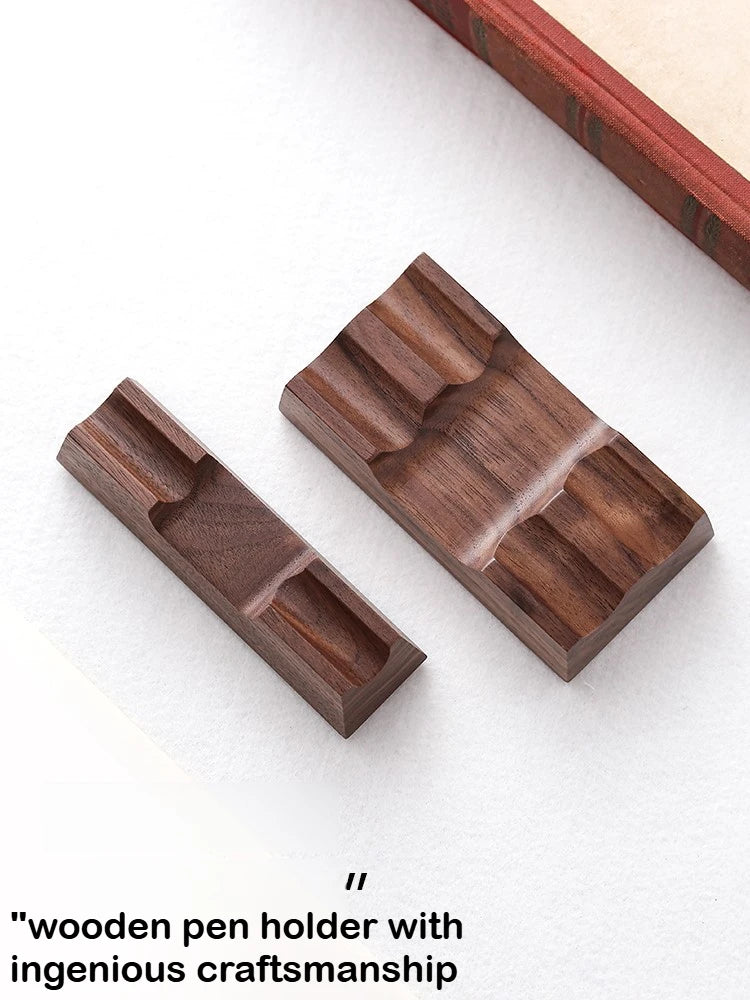 Wooden Pen Holder Stand - Walnut Desk Organizer Rest for Dip Pens, Fountain Pens and Brushes, Home Office, Everstock