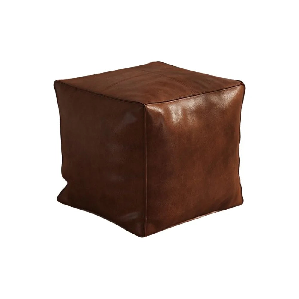 Storage Ottoman Pouf, Unfilled - Waterproof PU Leather Floor Stool Cover, 40 x 40cm, in 6 Colours, Everstock