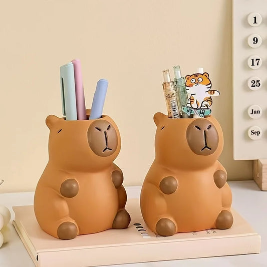 Desk Organizer Pen Cup - Capybara Shape Holder for Pens, Pencils and Makeup Brushes, Home Office Desk, Everstock