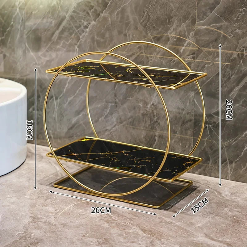 Double-Layer Countertop Cosmetics Rack - Iron Skincare & Lipstick Display Stand, Everstock