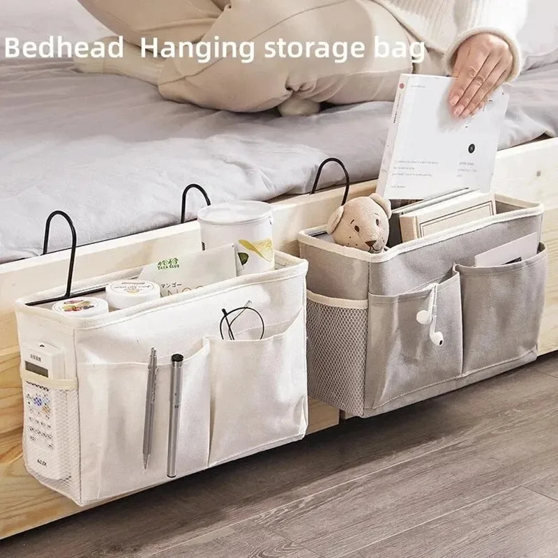 Bedside Hanging Storage Basket - Woven Cotton Bed Rail Caddy for Books, Phones and Bunk Beds, Everstock