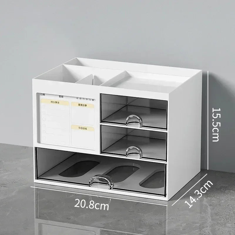 Desk Organizer with 4 Drawers - Plastic Stationery and Makeup Storage Box with 4 Open Compartments for a Desktop, Everstock