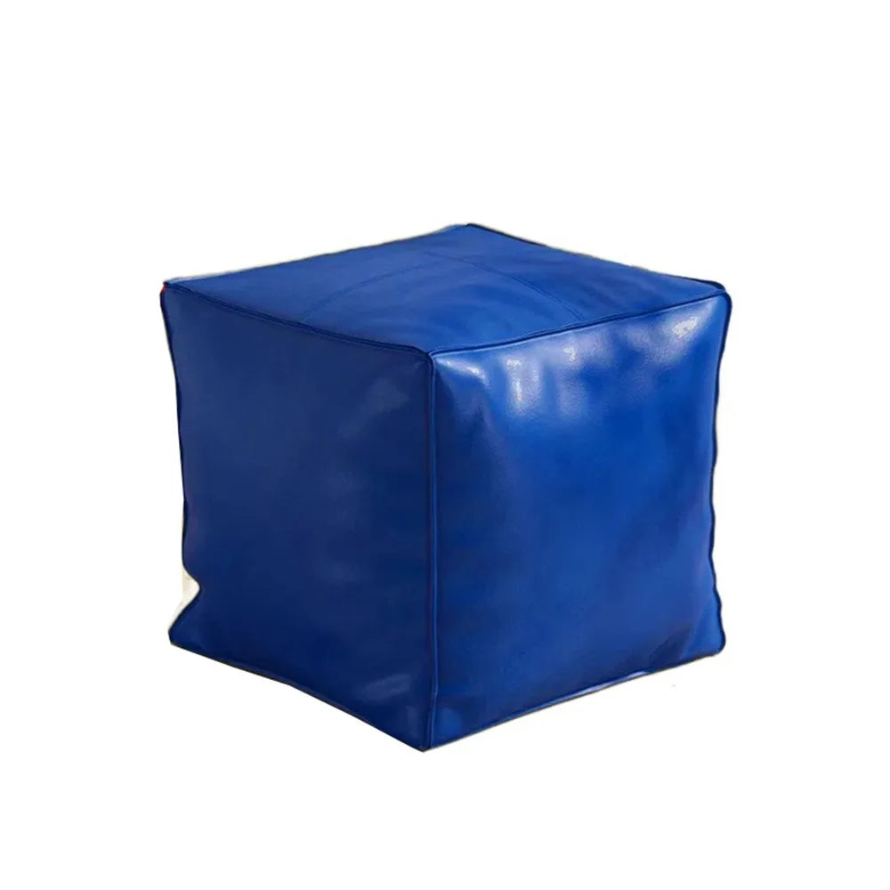 Storage Ottoman Pouf, Unfilled - Waterproof PU Leather Floor Stool Cover, 40 x 40cm, in 6 Colours, Everstock