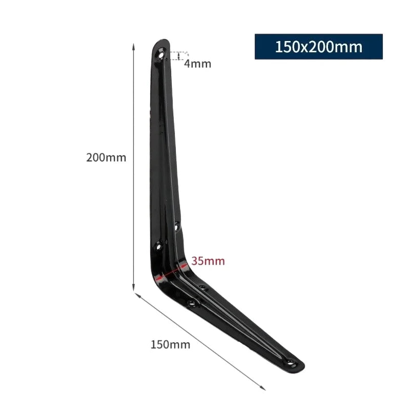 Black Shelf Brackets - Cold-Rolled Steel L-Brackets in 6, 8, 10 and 12 Inch for Wood Board Shelves, Everstock