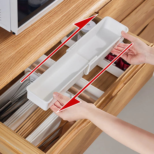 Expandable Cutlery Drawer Organizer - Adjustable Plastic Flatware Tray for Spoons, Forks & Knives, Kitchen Drawer, Everstock